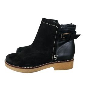 Ming Originals Black Suede and Leather Shoe Boot - Size 38 (US 8)